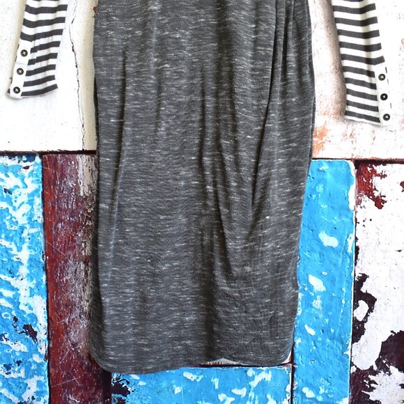 Women's De Collection Dress Striped Long Sleeve Casual MEDIUM Gray/White - Picture 5 of 13